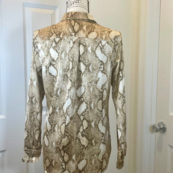 LAUREN RALPH LAUREN BLOUSE SZ S SNAKESKIN PRINT CHARMEUSE VERSATIL SOPHISTICATED - Picture 13 of 16